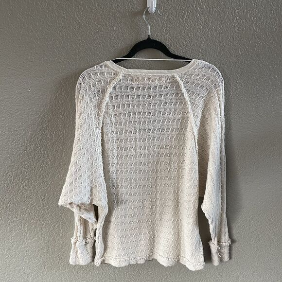Free people Thermal Top Women's Medium Ivory Thien’s Hacci Boho Hippie Sweater - Picture 5 of 13